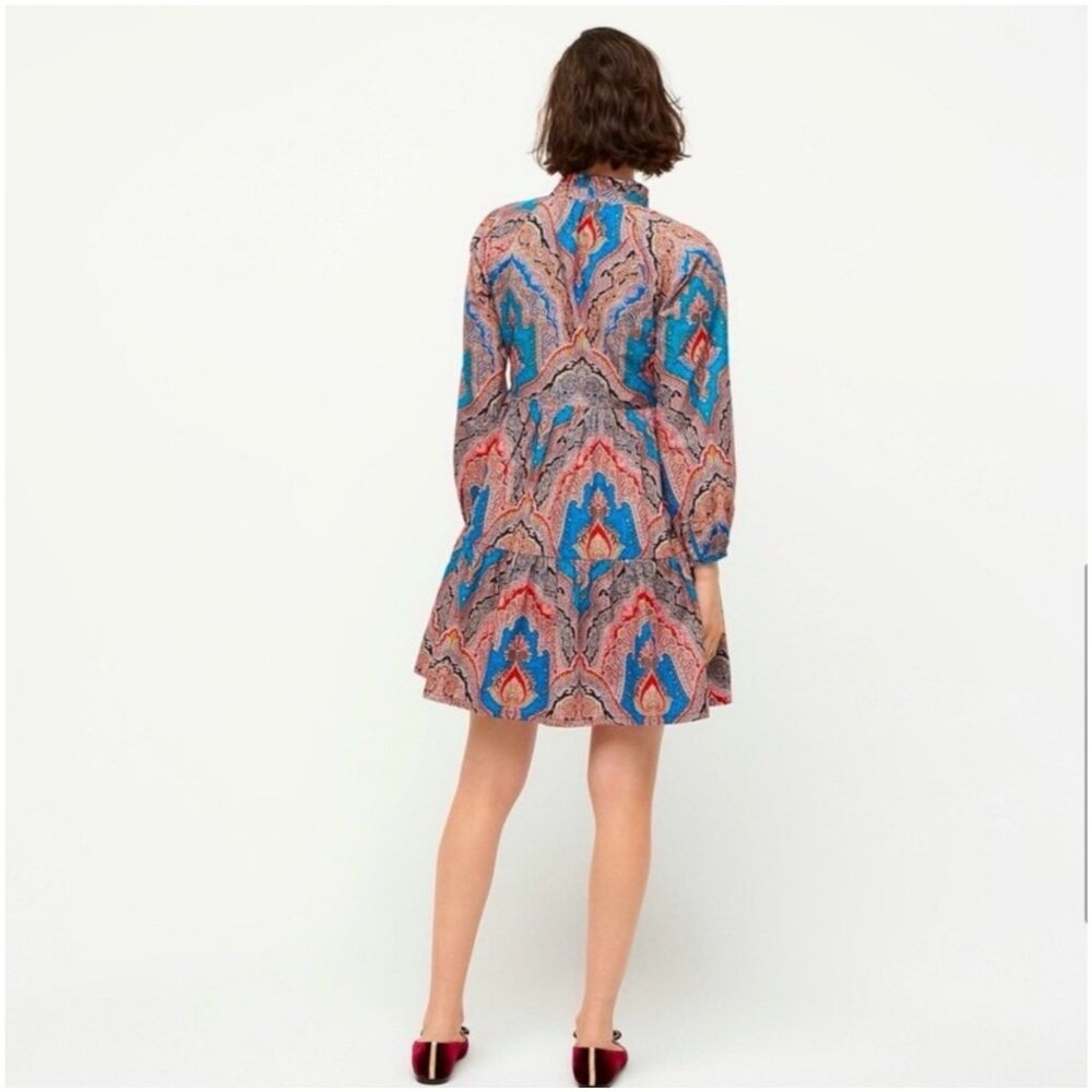 J.Crew Rebecca Ratti Mediterranean Paisley Poplin Dress Size L - Picture 2 of 16